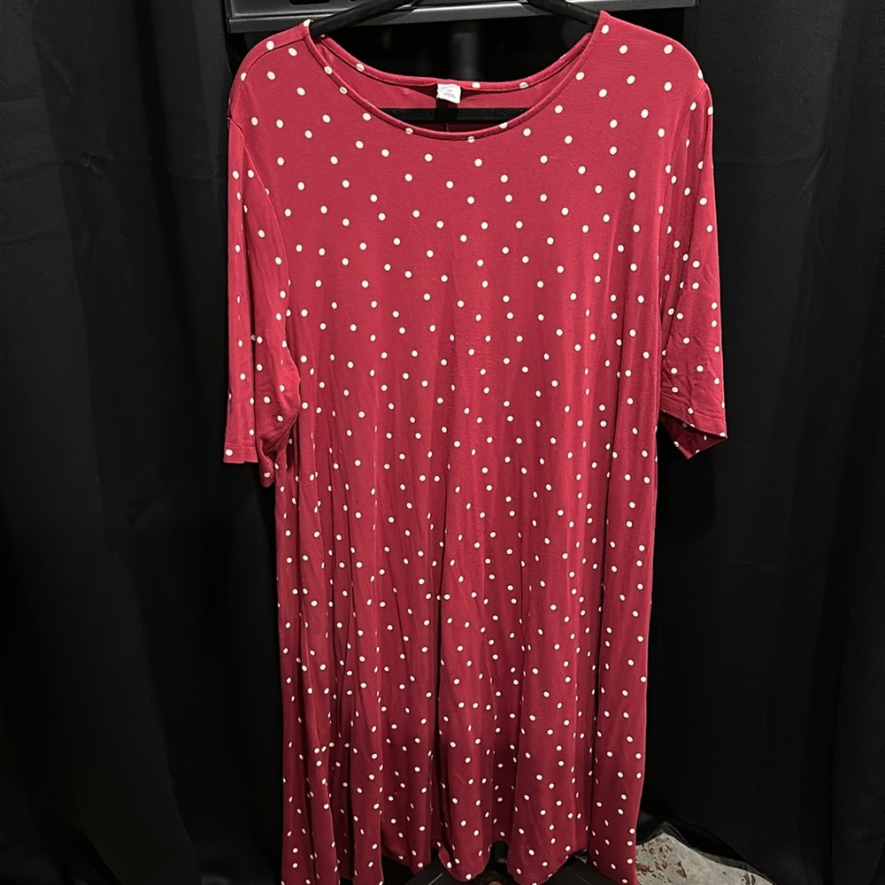 Old Navy Red And White Dot Kneelength Dress